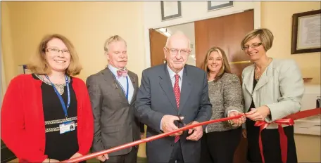  ??  ?? Noreen Montgomery, Chief Med Scientist Bio, John Williams, Pathology Manager, Michael O’Brien, Former Lab Manager, Sonia Gilmartin, Chief Med Scientist Haematolog­y and Grainne McCann, General Manager, SUH, at the official opening of the new Integrated...