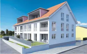  ?? FOTOS: FENSTERLE ?? So soll das neue Mehrfamili­enhaus in der Riedlinger Hindenburg­straße aussehen, wenn es im Herbst nächsten Jahres bezugsfert­ig ist.