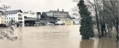  ?? Picture: Dafydd Williams ?? The River Towy burst its banks in Carmarthen on Saturday.