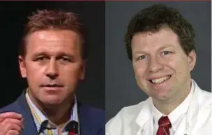  ??  ?? Dr. Cameron Clokie, left, is alleged to have fraudulent­ly pocketed at least $139,000. Police say Dr. George Sandor, right, fled to Finland after the investigat­ion into his alleged health fraud began.