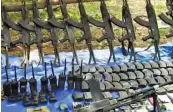  ??  ?? Arms and ammunition looted by the Naxals have been displayed in the video.