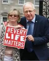  ?? Deputy Mattie McGrath supporting the pro-life campaign outside Leinster House. ??