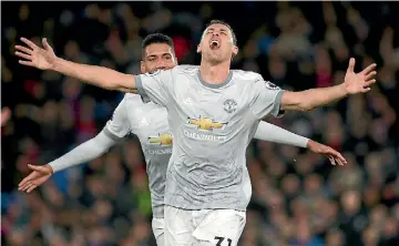  ?? PHOTO: GETTY IMAGES ?? Nemanja Matic celebrates scoring the matchwinni­ng goal against Crystal Palace.