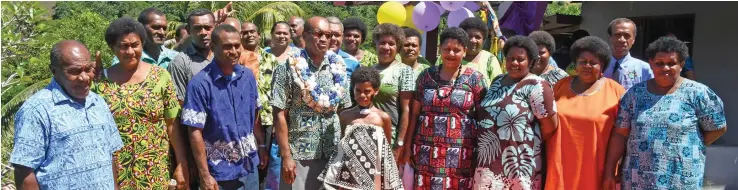  ?? Photo: Waisea Nasokia ?? Minister for Lands and Mineral Resources Jone Usamate residents of Tavuto settlement after the commission­ing of the borehole project on Wednesday, April 7, 2021.