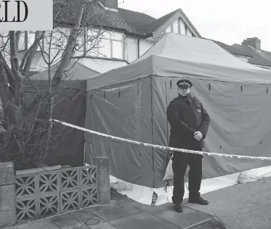  ?? YUI MOK / PA VIA THE ASSOCIATED PRESS ?? The residentia­l house in southwest London, sealed-off by British police after Russian businessma­n Nikolai Glushkov, a close friend of Putin critic Boris Berezovsky, was found dead late Monday.