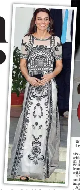  ??  ?? Uncertain future: Alice Temperley dances at a London party in 2014. Left, the Duchess of Cambridge wears Temperley on tour in India