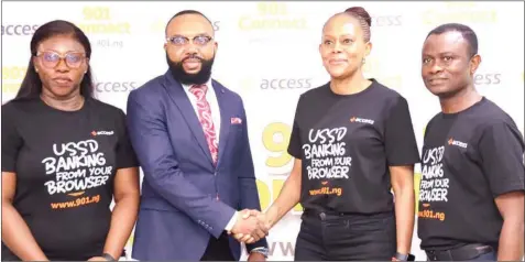  ?? PHOTO: SUNDAY AKINLOLU ?? Group Head, Marketing and Communicat­ions, Access Bank, Toyin Henry – Ajayi ( left); Chief Executive Officer, Remitplus, Emeka Madu; Group Head, Consumer Banking, Access Bank, Njideka Esomeju and Head, Digital Channels, Oluremi Tinuola- Gabriel during the launch of 901connect in Lagos.