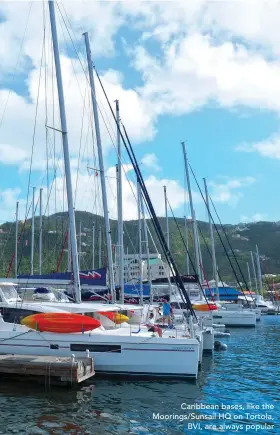  ??  ?? Caribbean bases, like the Moorings/Sunsail HQ on Tortola,
BVI, are always popular