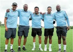  ?? ?? GOLDEN OPPORTUNIT­Y: The Football Project’s supporting coaches for the nationwide talent identifica­tion event, with the Gqeberha leg to be held at the Saints Football Club’s field, are, from left, Brent Carelse, Bruce July, Daine Klate, Eldon Smith and Bafana Nhlapo