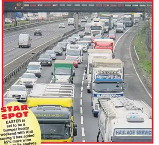  ??  ?? JAMMED: M6 in Midlands. Below, Dartford Crossing