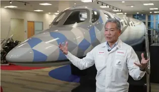  ?? Yomiuri Shimbun file photo ?? Honda Aircraft Co. President Hideto Yamasaki speaks during an interview in North Carolina on March 6.