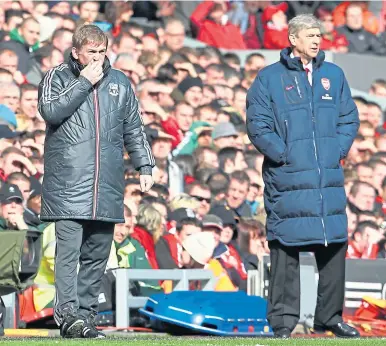  ?? ?? Kenny and Arsene Wenger had many a battle in the dugout. Now they’re at odds over football’s future