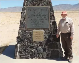  ?? Courtesy nelson eBy ?? professor nelson eby at the site of the world's first nuclear device explosion in the new mexico desert in april 2013.