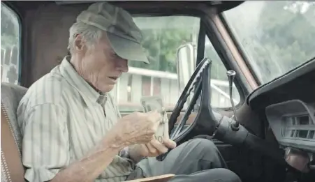  ??  ?? Clint Eastwood plays a geriatric drug courier — loosely based on a real-life story — in The Mule, which he also directed.