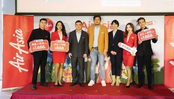  ?? ?? (From third left) Thair AirAsia chief executive officer Santisuk Klongchaiy­a, Benyamin and Japan-Taiwan Exchange Associatio­n Taipei Office director of the economic division Kashiwagi Aya during the launch of AirAsia’s Fifth Freedom Routes connecting Taipei and Kaohsiung to Japan.