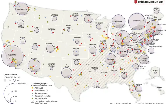  ??  ?? no 44, 2017 © Areion/Capri 1 De la haine aux États-Unis Sources : FBI, 2017 ; www.splcenter.org, 2017