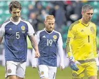  ??  ?? NO CAN DO Mulgrew, Bannan and McGregor trudge off