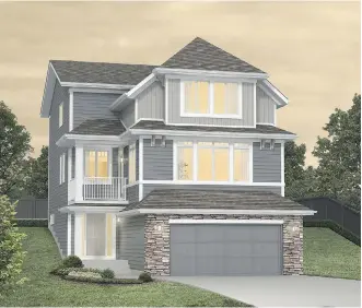  ?? MORRISON HOMES ?? A rendering of the front exterior of the Summit 2 drive-under model by Morrison Homes.