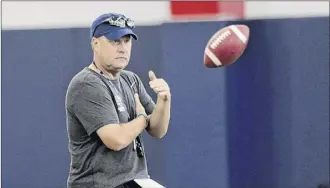  ?? Taylor Irby / The News & Advance via AP ?? Liberty head coach Hugh Freeze may or may not be on the sideline for his first game at Liberty on Saturday night. He is recovering from back surgery and an infection.