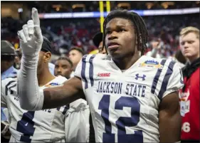  ?? HAKIM WRIGHT SR. — THE ASSOCIATED PRESS ?? Jackson State cornerback Travis Hunter is seen after the Celebratio­n Bowl against North Carolina Central on Dec. 17in Atlanta.