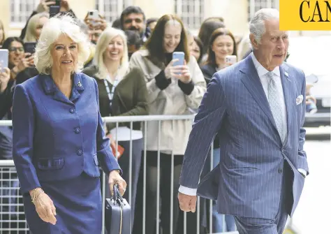  ?? HANNAH MCKAY/POOL/ REUTERS ?? Britain's Prince Charles and Camilla, Duchess of Cornwall, are planning to visit St. John's, N.L., Ottawa and Yellowknif­e on their tour this week.