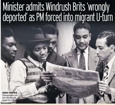  ??  ?? HIGH HOPES Passengers on the Windrush head for UK