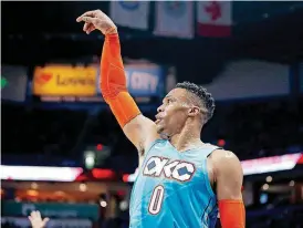  ?? [PHOTO BY BRYAN TERRY, THE OKLAHOMAN] ?? Pickup games are one way Oklahoma City’s Russell Westbrook remains tied to his alma mater, UCLA.