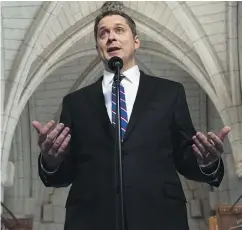  ?? SEAN KILPATRICK / THE CANADIAN PRESS ?? Conservati­ve Leader Andrew Scheer has criticized the Liberals for what his own party were so loudly accused of with the Fair Elections Act.