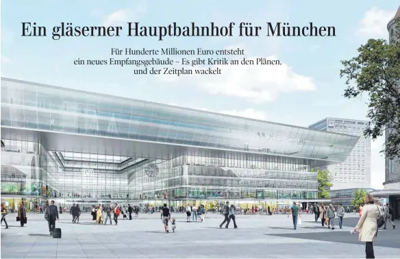  ?? FOTO: AUER WEBER ?? Von der Schützenst­raße aus betrachtet, wird der neue Münchner Hauptbahnh­of mit dieser Fassade die Reisenden empfangen.