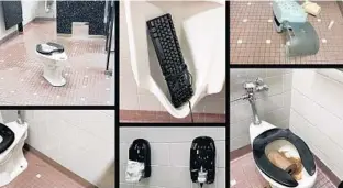  ?? SEMINOLE COUNTY PUBLIC SCHOOLS ?? Seminole County Schools say the“devious lick”TikTok trend has led to students trashing school bathrooms and stealing school property.