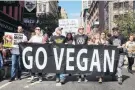  ??  ?? Animal rights campaigner­s march in New York.