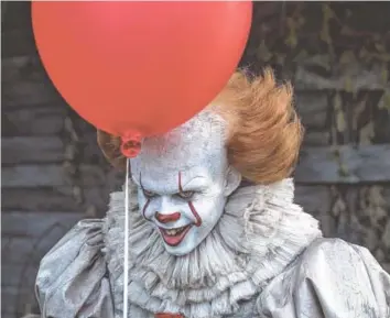  ?? BROOKE PALMER/WARNER BROS. ?? Bill Skarsgård as Pennywise in “It.”