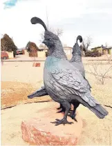  ?? COURTESY OF BERNALILLO COUNTY PUBLIC ARTS PROGRAM ?? “Gambel’s Quail” are bronze sculptures which were installed in 2019 by artist Tim Mullane. The sculptures reside at Skyview Park, 1200 Andrea Circle NW.