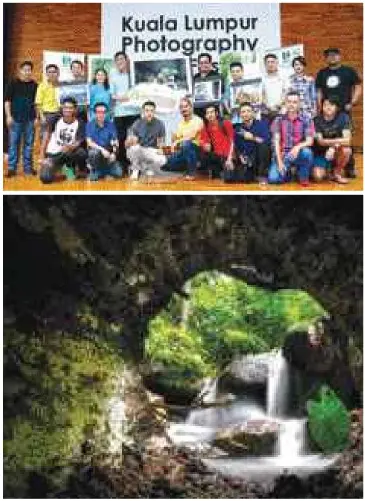  ??  ?? YONG (berdiri lima dari kiri) bergambar bersama pemenang Pertanding­an Fotografi Majlis Pensijilan Kayu Malaysia (MTCC). GAMBAR air terjun Taman Negara Royal Belum yang diambil secara unik oleh Abdul Hafiz menerusi lohong balak.