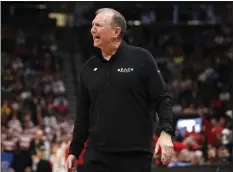  ?? CHRIS GARDNER — GETTY IMAGES ?? Long Beach State coach Dan Monson reacts during the second half. Monson learned last week that his contract would not be renewed.