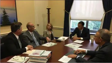  ?? SUBMITTED PHOTO ?? Congressma­n Ryan Costello meets with Pennsylvan­ia state Rep. David Maloney, USDA Deputy Administra­tor for APHIS Plan Protection and Quarantine Osama A El-Lissy, and USDA Under Secretary Greg Ibach for a spotted lanternfly update.