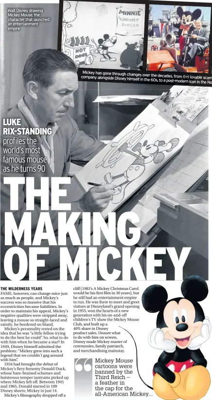  ??  ?? Walt Disney drawing Mickey Mouse, the character that launched an entertainm­ent empire