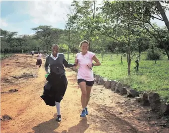  ??  ?? BRAVE founder India Baird is part of a group of 20 women running across the Serengeti Plains to raise funds to train 1 500 women and girls for leadership roles in conservati­on.