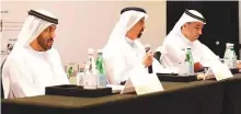  ?? Shamoun Shahbandri/Gulfnews ?? From Left: Khalifa Al Suwaidi, Dr Hamad Al Shaibani and Dawood Al Shezawi at the press conference yesterday.