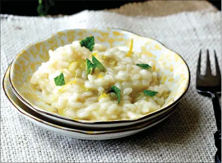  ?? COURTESY OF LYNDA BALSLEV ?? This lemony risotto is creamy and elegant without being heavy and will work as a meal or a side dish.