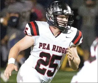  ?? NWA Democrat-Gazette File Photo ?? Pea Ridge will rely heavily on veteran defenders including linebacker Tristin Brewer, shown playing against Shiloh Christian Nov. 3 at Champions Stadium in Springdale.