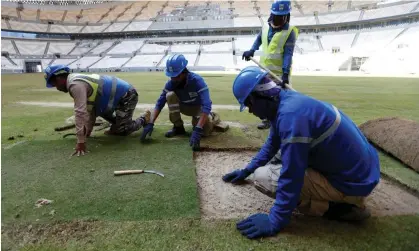  ?? ?? Work at Lusail stadium, which hosts the World Cup final. Photograph: Hamad I Mohammed/Reuters