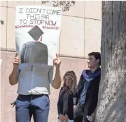  ??  ?? “Dreamers” and student supporters rally at the Capitol, asking legislator­s to support education opportunit­ies.