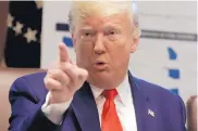  ?? PABLO MARTINEZ MONSIVAIS/ASSOCIATED PRESS ?? President Donald Trump gestures while speaking during a Cabinet meeting in the Cabinet Room of the White House Monday in Washington.