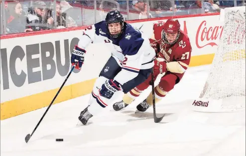  ?? UConn Athletics / Contribute­d photo ?? UConn defenseman Yan Kuznetsov could be taken in the top two rounds of the NHL draft.