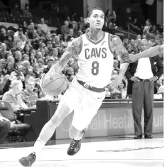  ??  ?? Jordan Clarkson #8 of the Cleveland Cavaliers handles the ball against the Phoenix Suns on February 21, 2019 at Quicken Loans Arena in Cleveland. - AFP photo