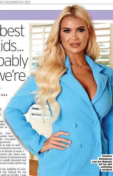  ?? ?? Christine Mcguinness says her diagnosis left her with conflictin­g emotions