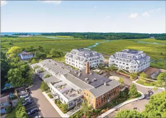  ?? Contribute­d photos ?? An aerial photo of 66 High St. in Guilford, the future site of a $5 million luxury penthouse condo to be built in 2022 at The Residences.