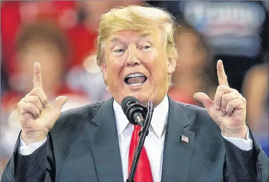  ?? JIM MONE/THE ASSOCIATED PRESS ?? U.S. President Donald Trump speaks at a campaign rally June 20 in Duluth, Minn.