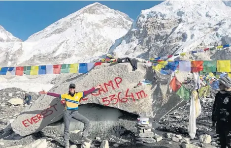  ??  ?? Marie Curie patron Petra Mcmillan at Everest base camp during her latest charitable endeavour.